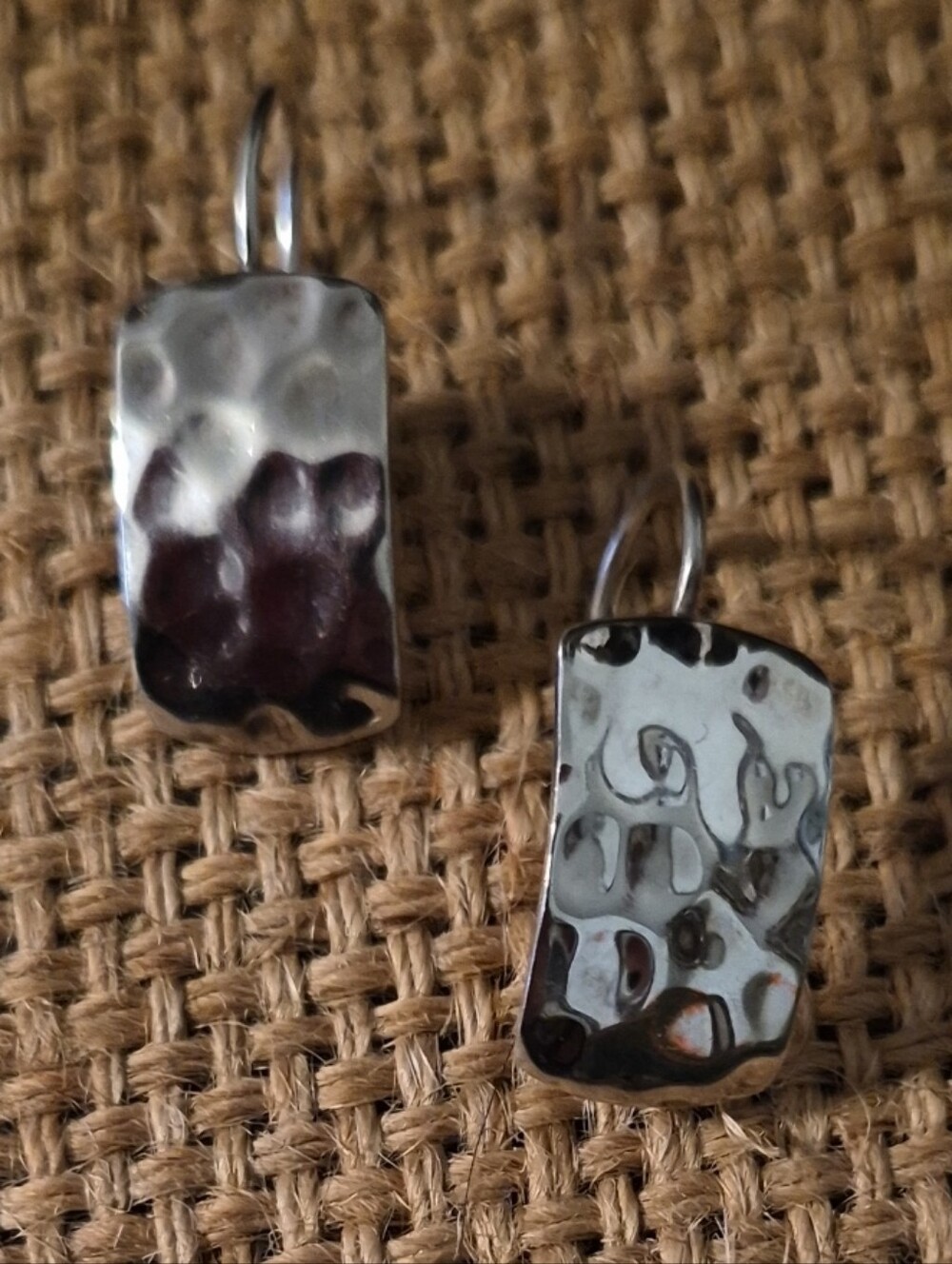 Retired Silpada Hammered Curved Rectangle Sterling Silver Drop Earrings ✨ W0991